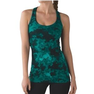 Lululemon Teal Camo Racerback Tank Top - Women size 4